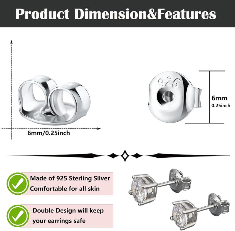 Formulen Silver Earring Backs Replacements - Hypoallergenic Earring Backs for Studs, Secure Ear Locking for Stud Earrings Ear Nut for Posts, 6 PCS Gold 6 PCS White Gold - Image 3